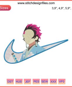 Tanjiro Kamado Demon Slayer Logo Embroidery Design File, Nike-Inspired, for Embroidery Machines, Anime Embroidery Pattern