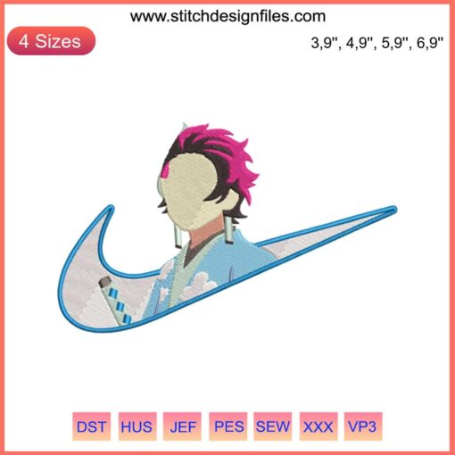 Tanjiro Kamado Demon Slayer Logo Embroidery Design File, Nike-Inspired, for Embroidery Machines, Anime Embroidery Pattern