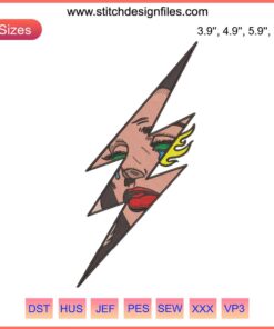 Tattoo logo embroidery design file of a girl in lightning graphic for embroidery machine.