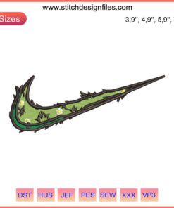 Leaves and Flowers Logo Nike Embroidery Design File, Nike Inspired Embroidery Machine, Intricate Floral Logo Pattern.