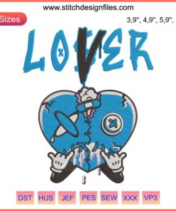 Retro Racer Blue Tee, Loser Lover Heart Logo Embroidery Design File for Embroidery Machines