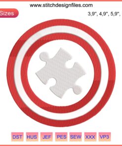 Colorful Autism Superhero Embroidery Design showcasing Autism Awareness, perfect for embroidery digitizing projects.