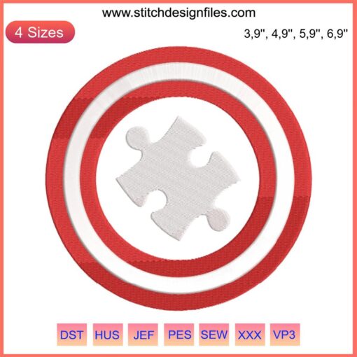 Colorful Autism Superhero Embroidery Design showcasing Autism Awareness, perfect for embroidery digitizing projects.
