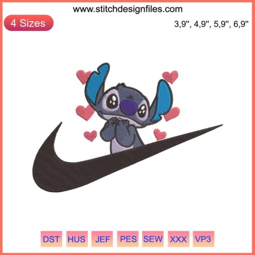 Adorable Disney Stitch Logo Embroidery Design for Machine; Vibrant, Detailed, Suitable for DIY Crafts & Personalization.