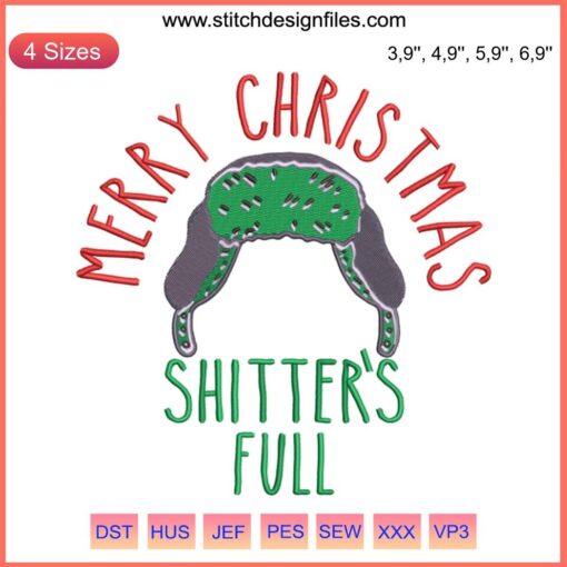 Merry Christmas Shitter's Full Logo Embroidery Design File for Machine, Festive Holiday Embroidery Design, Vector File, Stitch Pattern