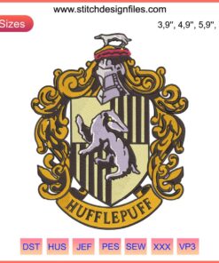 Hufflepuff Logo Embroidery Design File for Harry Potter | Embroidery Machine Use