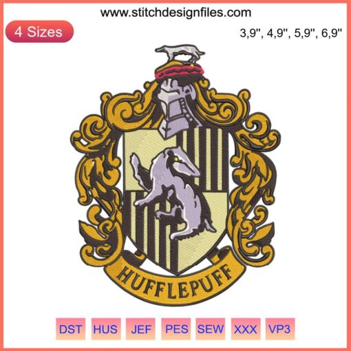 Hufflepuff Logo Embroidery Design File for Harry Potter | Embroidery Machine Use