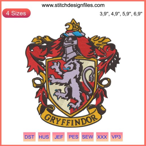 Harry Potter Gryffindor Logo Embroidery Design File for Embroidery Machine