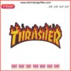 THRASHER Magazine Flame Logo Embroidery Machine File | Bold Flame Text Design for Apparel Embroidery Projects