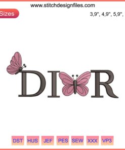 "Dior Logo Christian Design Embroidery File - Trademark Dior Machine Embroidery, Iconic Fashion Logo, Digital Pattern"