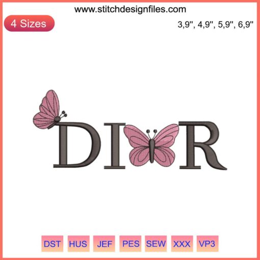 "Dior Logo Christian Design Embroidery File - Trademark Dior Machine Embroidery, Iconic Fashion Logo, Digital Pattern"