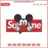 Mickey Mouse Supreme Logo Embroidery Design: Supreme x Mickey Mouse Mashup, Ideal for Machine Embroidery Files