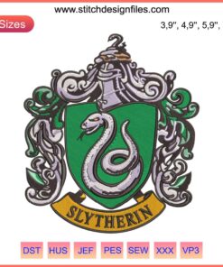 Slytherin Logo Embroidery Design - Digital Machine File, Instant Download, Harry Potter Themed Embroidery Pattern