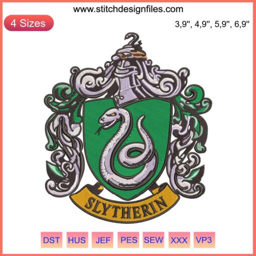Slytherin Logo Embroidery Design - Digital Machine File, Instant Download, Harry Potter Themed Embroidery Pattern