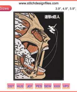 Attack on Titan Embroidery File: Detailed Shingeki No Kyojin Logo Design for Fans, Unique Embroidery Pattern for DIY Projects
