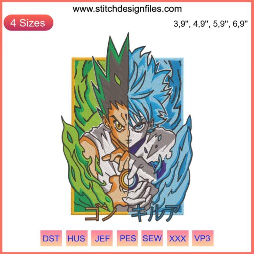 Gon And Killua Embroidery Design: Machine Instant Download, Anime Logo, Digital Embroidery Pattern, Hunter x Hunter Fans