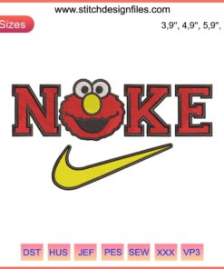 Elmo Nike Logo Embroidery Design File for Machine Embroidery - Unique Custom Patch Design