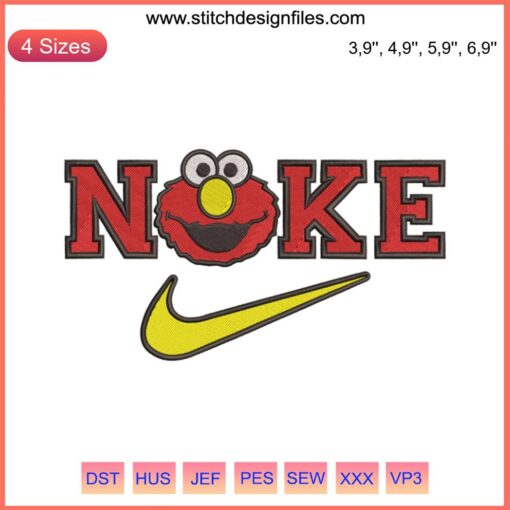 Elmo Nike Logo Embroidery Design File for Machine Embroidery - Unique Custom Patch Design