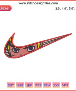 Nike De Naruto Logo Embroidery Design File; Nike-inspired Naruto logo for machine embroidery, high-quality digital download.
