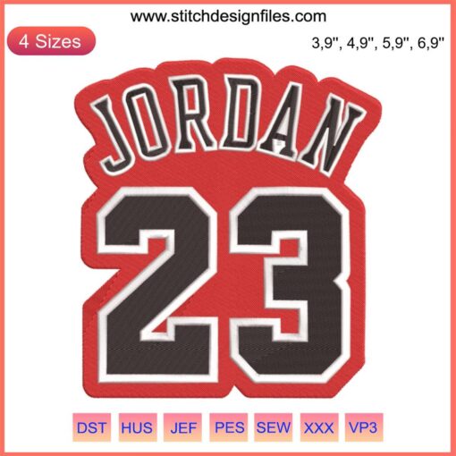 Jordan 23 Logo Embroidery Design File for Embroidery Machines: Iconic number 23 with bold, stylish font perfect for apparel.