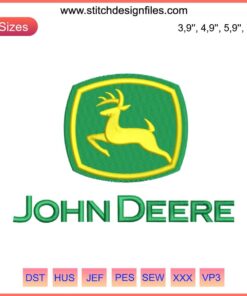 John Deere Embroidery Design File for Machine | Green and Yellow Logo Stitch Pattern