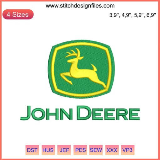 John Deere Embroidery Design File for Machine | Green and Yellow Logo Stitch Pattern