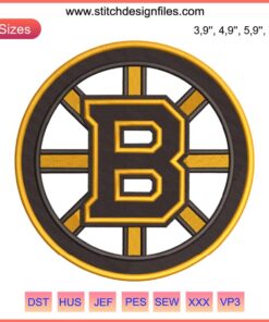 Boston Bruins Logo Embroidery Design File for Embroidery Machine - NHL Team Embroidery Pattern
