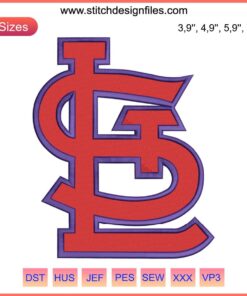 St. Louis Cardinals Logo Embroidery Design File - MLB Baseball, digital crafting pattern, official team emblem, DIY sewing project.