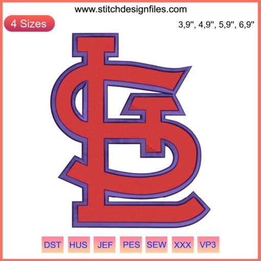 St. Louis Cardinals Logo Embroidery Design File - MLB Baseball, digital crafting pattern, official team emblem, DIY sewing project.