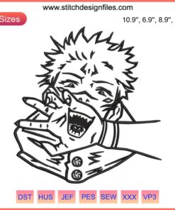 Anime Embroidery: Ryomen Sukuna Logo Machine File – Unique Design for Personal or Commercial Use