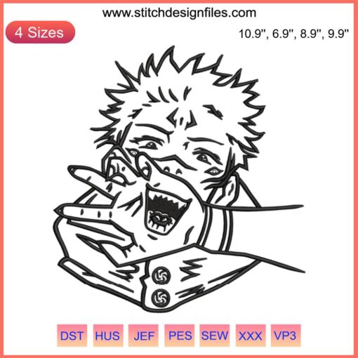 Anime Embroidery: Ryomen Sukuna Logo Machine File – Unique Design for Personal or Commercial Use