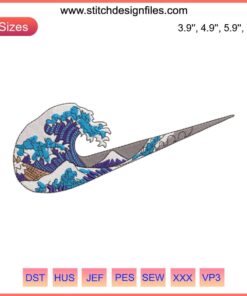 Nike Inspired Katsushika Hokusai Logo Embroidery Design | Instant Download Machine File | Unique Art | Digital Product