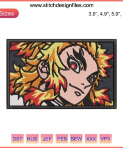 Rengoku Kyojuro Eyes Embroidery Design, Demon Slayer Anime, Intricate Stitching, High-Quality Digital File, Manga Art Pattern