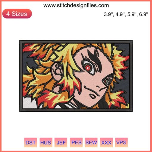 Rengoku Kyojuro Eyes Embroidery Design, Demon Slayer Anime, Intricate Stitching, High-Quality Digital File, Manga Art Pattern
