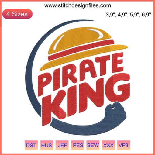 Pirate King Monkey D. Luffy Straw Hat Logo Embroidery Design File, Machine-Ready Detailing, Anime Fan Stitching Pattern