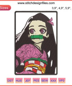 Nezuko Kamado Demon Slayer Embroidery Logo Machine Design File - Anime Manga, Digital Stitching Pattern, Unique Textile Art