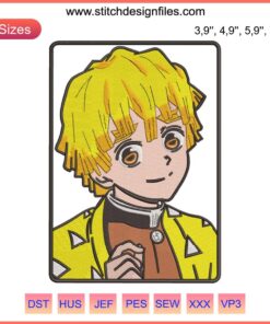 Agatsuma Zenitsu Kimetsu No Yaiba Logo Embroidery Design File - Detailed machine embroidery of Zenitsu's series logo