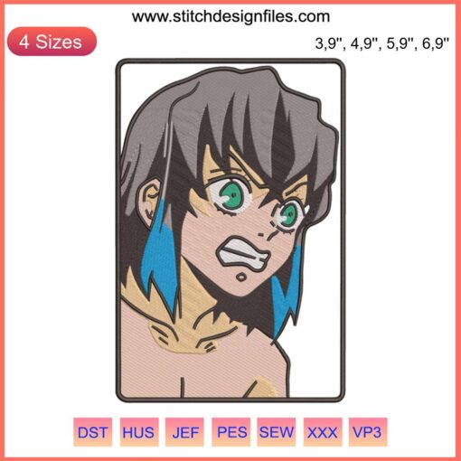 Hashibira Inosuke Kimetsu No Yaiba Logo Embroidery Design File, Anime-Themed, Digital Download, Machine-Compatible