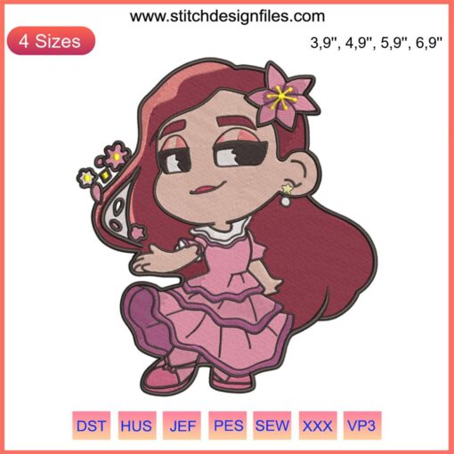 Isabela Madrigal Encanto Logo Embroidery Design File | Vibrant floral pattern for embroidery machines, perfect for Disney fans.