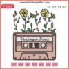 Retro Cassette Tape with Floral Elements Embroidery Design Machine File: Vintage Soul Logo.