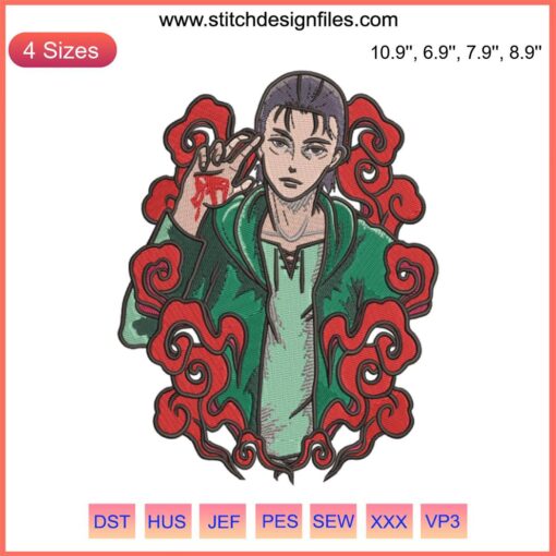 Eren Jaeger Attack on Titan Logo Embroidery Design Machine File: Detailed, high-quality, digital embroidery logo for crafting.