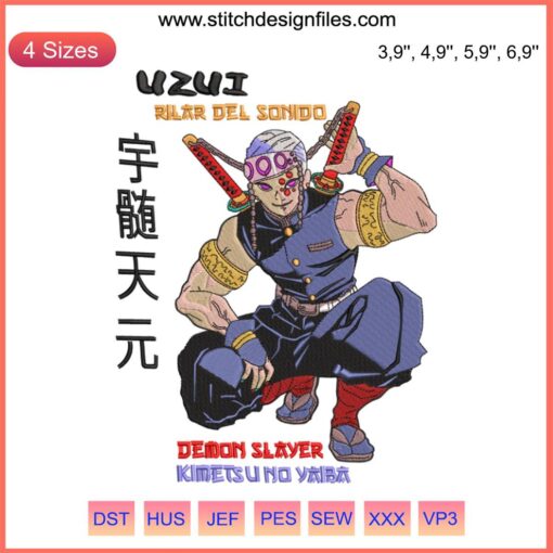 Uzui Tengen Demon Slayer Kimetsu No Yaiba Logo Embroidery Design | Machine File