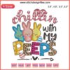 Embroidered bunny and egg logo design file, featuring "Chillin With My Peeps" text for machine embroidery.