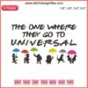 Friends-themed family vacation T-shirt with matching embroidery, universal logo, vibrant colors, perfect for group outings.