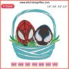 Spiderman and Venom funny basket logo embroidery design file for embroidery machine, superhero embroidery pattern.