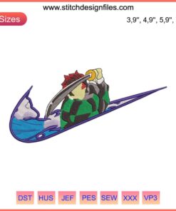 Nike Kamado Tanjiro Logo Embroidery Design File | Kimetsu No Yaiba Inspired, featuring unique embroidered details.