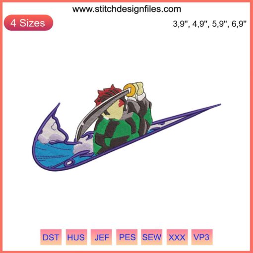Nike Kamado Tanjiro Logo Embroidery Design File | Kimetsu No Yaiba Inspired, featuring unique embroidered details.