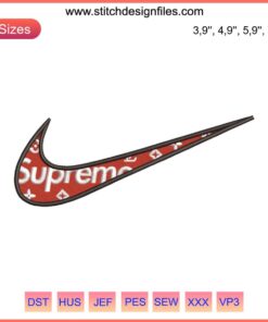 Nike Supreme Louis Vuitton Logo Embroidery Design File for Machine Embroidery - Luxury Fashion Logo Stitch Pattern