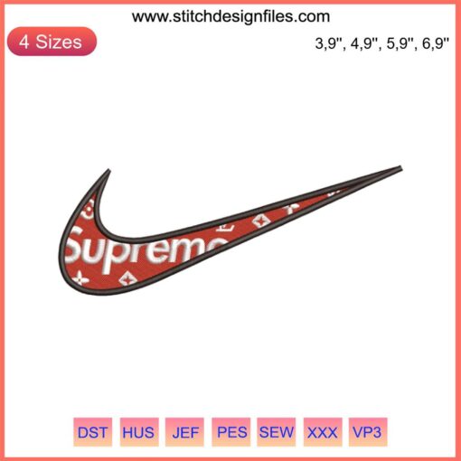 Nike Supreme Louis Vuitton Logo Embroidery Design File for Machine Embroidery - Luxury Fashion Logo Stitch Pattern