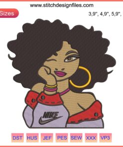 Nike Girl Logo Embroidery Design File for Embroidery Machine - Nike Logo with Girl Silhouette Embroidery Pattern